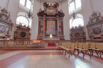 Salzburg Cathedral (Dom zu Salzburg), this baroque-style 17th-century cathedral, with a museum in Salzburg, Austria