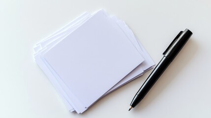 Blank Index Cards with Marker on White Backdrop