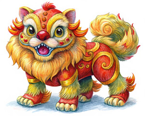 Fototapeta premium Celebratory Parade Featuring Chinese Lion Dance