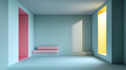 Minimalist Room Design Featuring Pastel Colors and Simple Furniture
