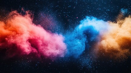 Fototapeta premium Vibrant red, blue, and orange smoke clouds, cosmic dust. Perfect for fantasy, abstract, or space-themed designs.