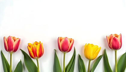Fototapeta premium A beautiful bouquet of fresh tulips in various colors