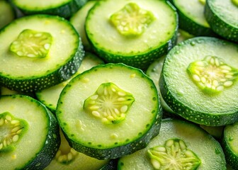 Macro Photography: Fresh Green Zucchini Slices, Transparent Background PNG