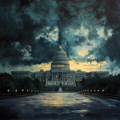 Stormy Night at the US Capitol Building