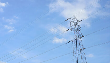 power lines of blue sky