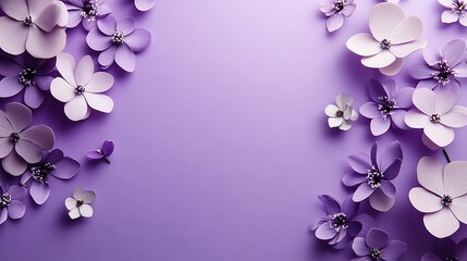 Lavender Flowers Arranged Symmetrically On Purple Background