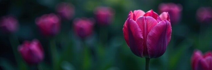A single giant sexy black and purple tulip in a dark garden, garden decor, gardens