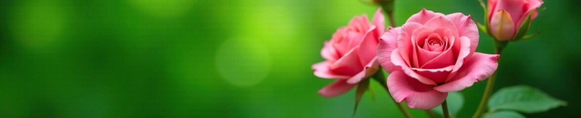 A stunning pink rose bouquet against a lush green background, pink rose, floral, spring