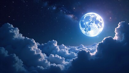 Obraz premium Ethereal moon drifting through the starry void, mysterious, mystical, starry sky