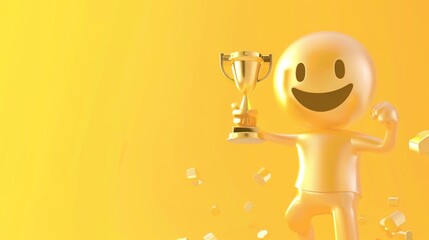 The Golden Glamour of the Annual Awards: 3D Cartoon Character's Trophy Moment