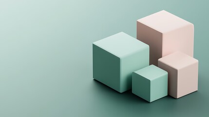 Fototapeta premium Pastel Cubes Arranged on a Green Surface