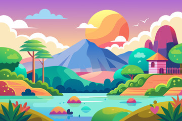 Fototapeta premium landscape with mountains