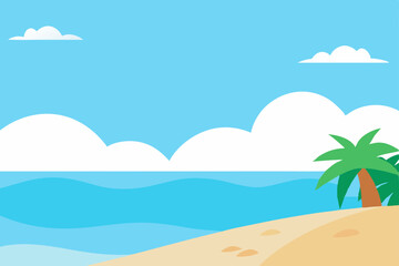 Tropical Beach with Palm Trees and Clear Blue Skies