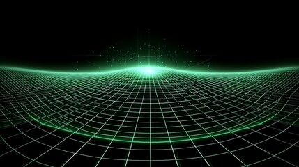 Abstract Green Gridded Landscape Digital Art