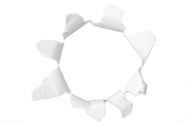 White torn paper hole effect elements, tear, break