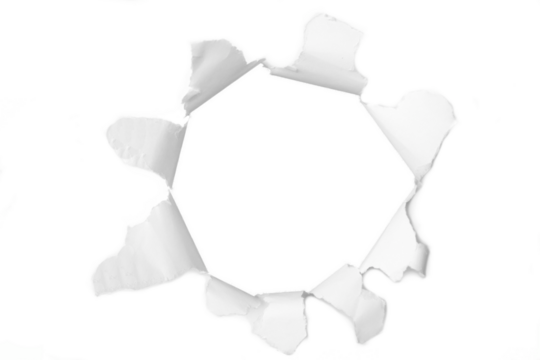 White torn paper hole effect elements, tear, break