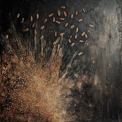 Golden Seeds Explosion: Abstract Nature Art