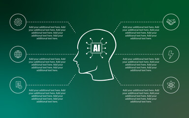 Artificial Intelligence concept infographics template design with six steps