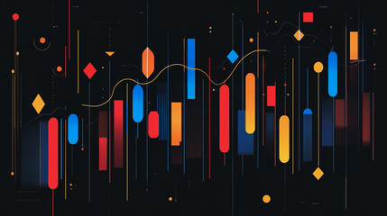 Abstract black background with Colorful charts and graphs with statistics to innovative analyze business potential and forecast future development of companies growth.