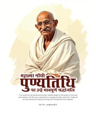 Happy Mahatma Gandhi punyatithi social media post banner template