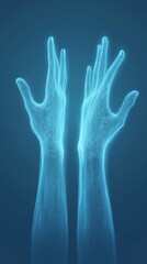 Obraz premium The image is of two hands in a blue color