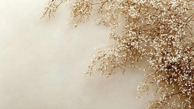 Dried Baby Breath Flowers on Beige Background