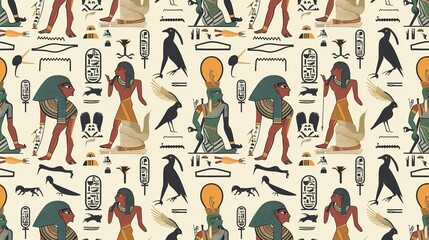 ancient egypt hieroglyphs seamless pattern wallpaper