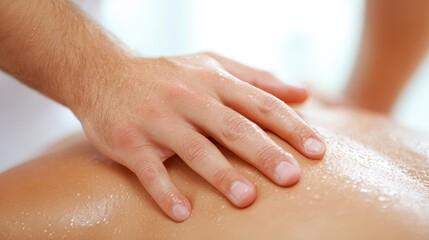 A man is massaging a woman's back