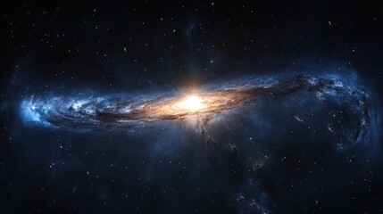 Fototapeta premium A stunning view of a galaxy, showcasing its spiral arms and bright core amidst the cosmos.