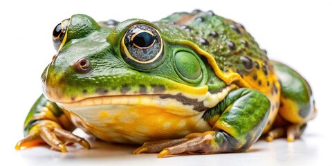 Juvenile African Giant Bullfrog Closeup, Aerial Photography, Isolated Background, Amphibian, Pyxicephalus adspersus