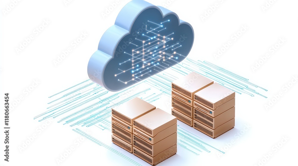Poster cloud computing data storage servers network digital technology innovation