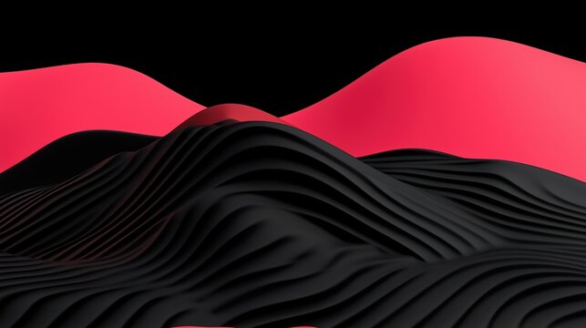 Abstract black dunes with bold red accents creating a modern and artistic composition