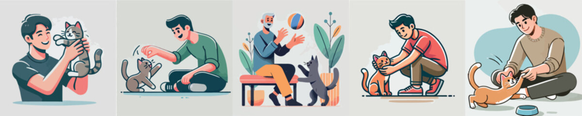 Naklejka premium Boys and Cats