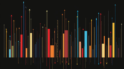 Obraz premium Abstract black background with Colorful charts and graphs with statistics to innovative analyze business potential and forecast future development of companies growth.