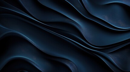 Fototapeta premium Beautiful Dark Blue Silk Satin Background with Soft Folds on Shiny Fabric. Luxury Background with Space for Design. Web Banner. Flat Lay, Table Top View.