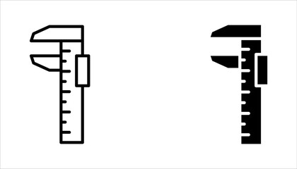 Vernier Caliper icon set. Measuring and marking tools vector illustration on white background