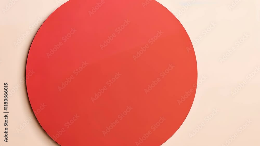 Poster red circular design on a flat surface creates a striking visual contrast against the light backgroun