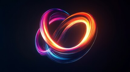 Infinity symbol on dark background with glowing particles