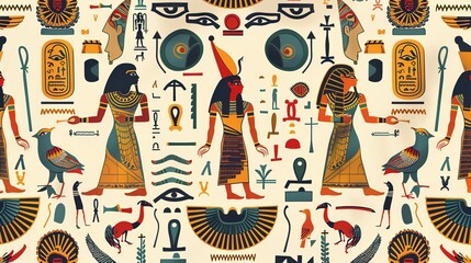 egypt hieroglyphs seamless pattern wallpaper