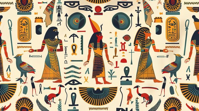egypt hieroglyphs seamless pattern wallpaper