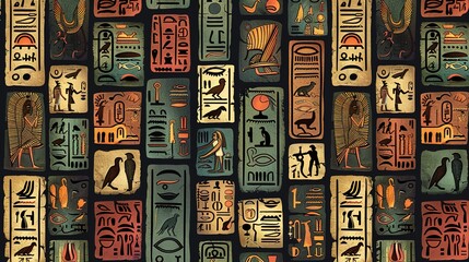 ancient egypt heiroglyphs seamless pattern wallpaper