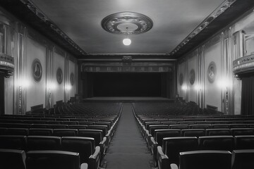 Cinema auditorium with seats and stairs