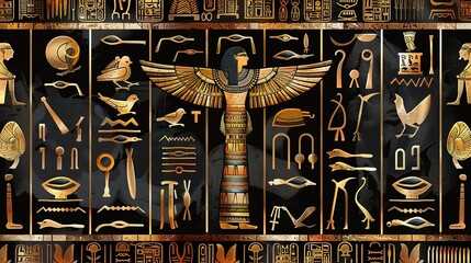 ancient egypt heiroglyphs seamless pattern wallpaper