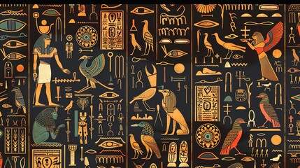 ancient egypt heiroglyphs seamless pattern wallpaper