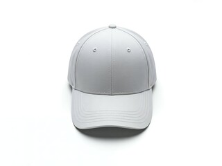 Fototapeta premium Mockup A plain gray baseball cap against a white background.