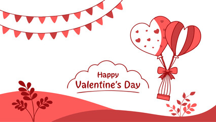 valentine's day card with balloons