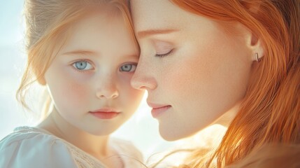 Obraz premium A woman and a child are hugging each other