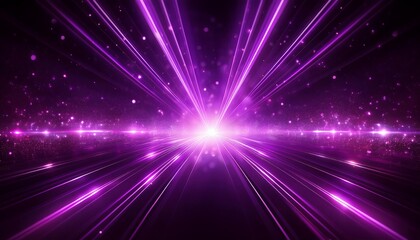 Naklejka premium Bright purple light effect with rays and highlights, glow particle, black background