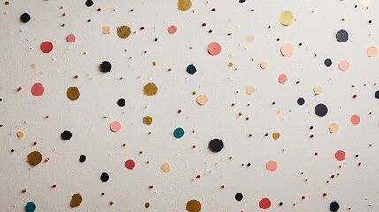 Colorful circles scattered on a textured white background