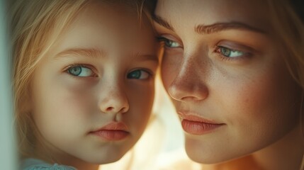 Fototapeta premium A woman and a child are standing close to each other